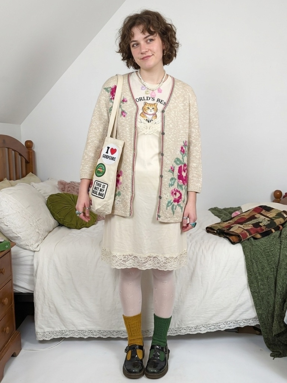 Vintage Style Embroidered Floral Cottagecore Cardigan Sweater